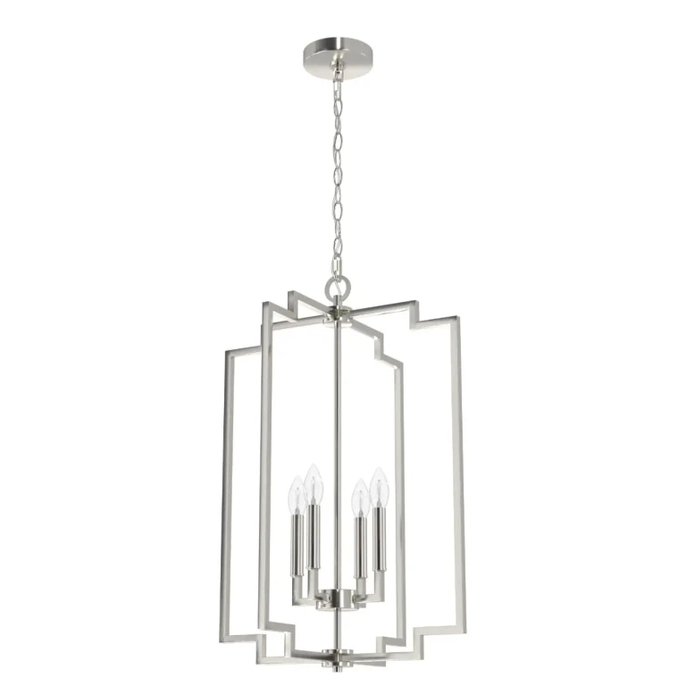 Brushed Nickel Four Light Pendant from the Zoanne Collection