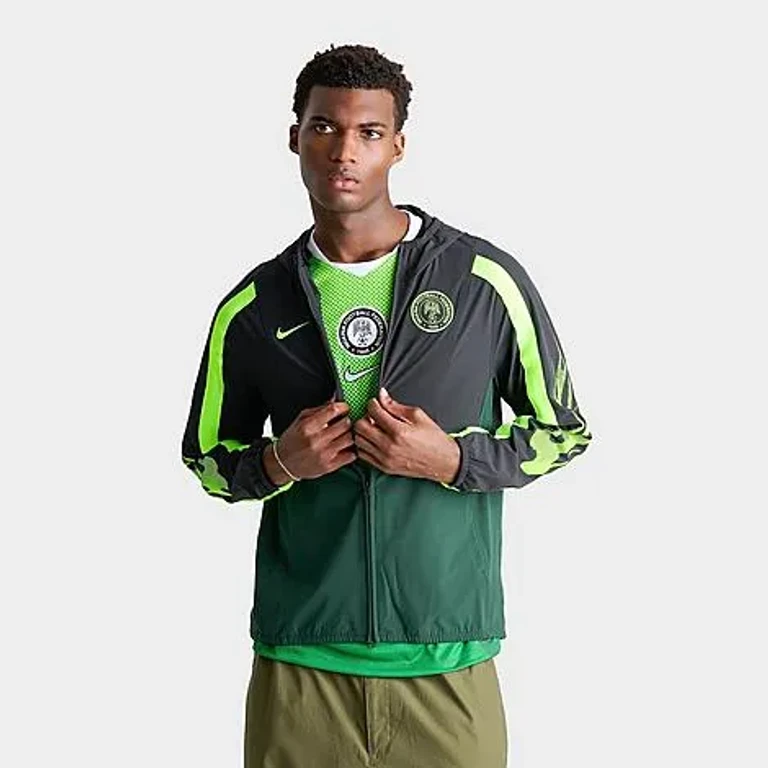 Men's Nigeria Energy Dri-FIT Soccer Woven Jacket in Black/Pro Green/Electric Green Size: Small