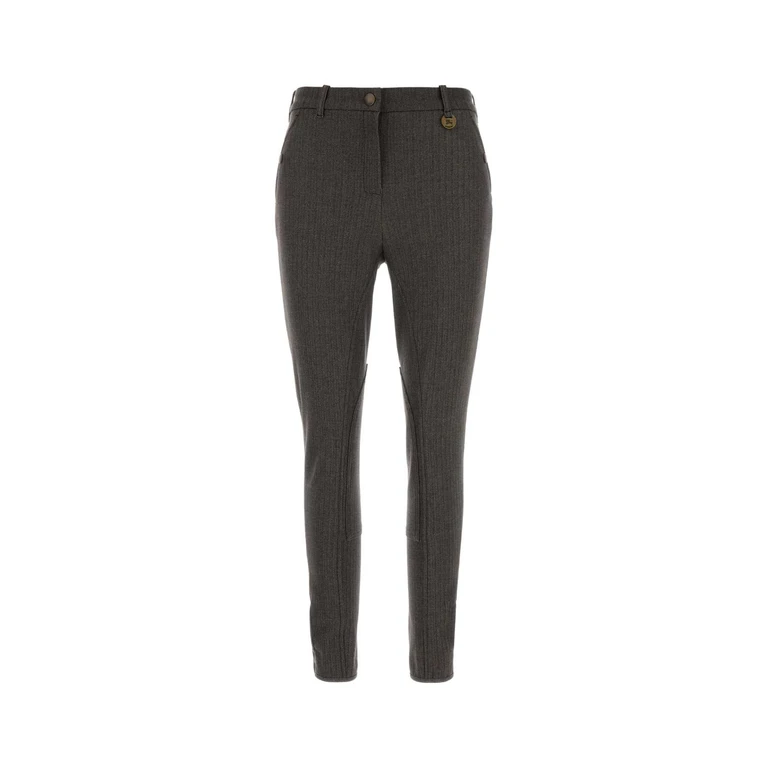 Burberry Embroidered Stretch Cotton Pant Wlnutbrwntaupebge Exterior: Elastane Pantaloni - Women
