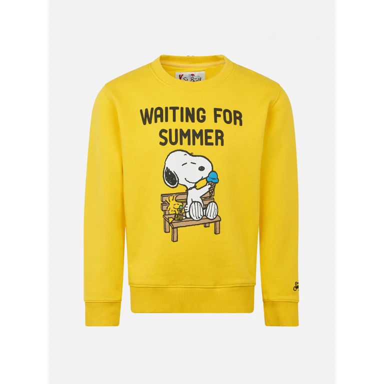 Mc2 Saint Barth Boy Crewneck Sweatshirt With Snoopy Print Peanuts Special Edition Yellow