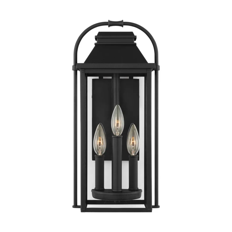 Textured Black Three Light Outdoor Wall Sconce from the Wellsworth Collection