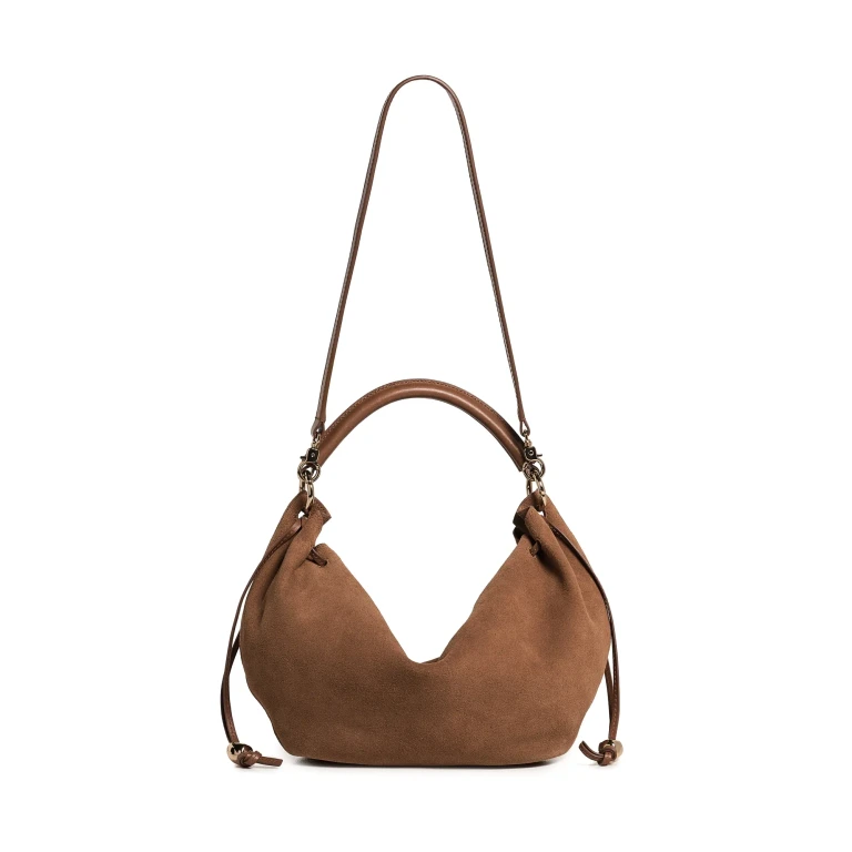 Madewell The Camren Gathered Shoulder Bag in Suede Aged Cognac One Size