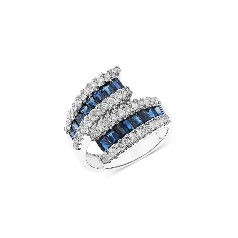 Bloomingdales Sapphire & Diamond Bypass Ring in 14K White Gold