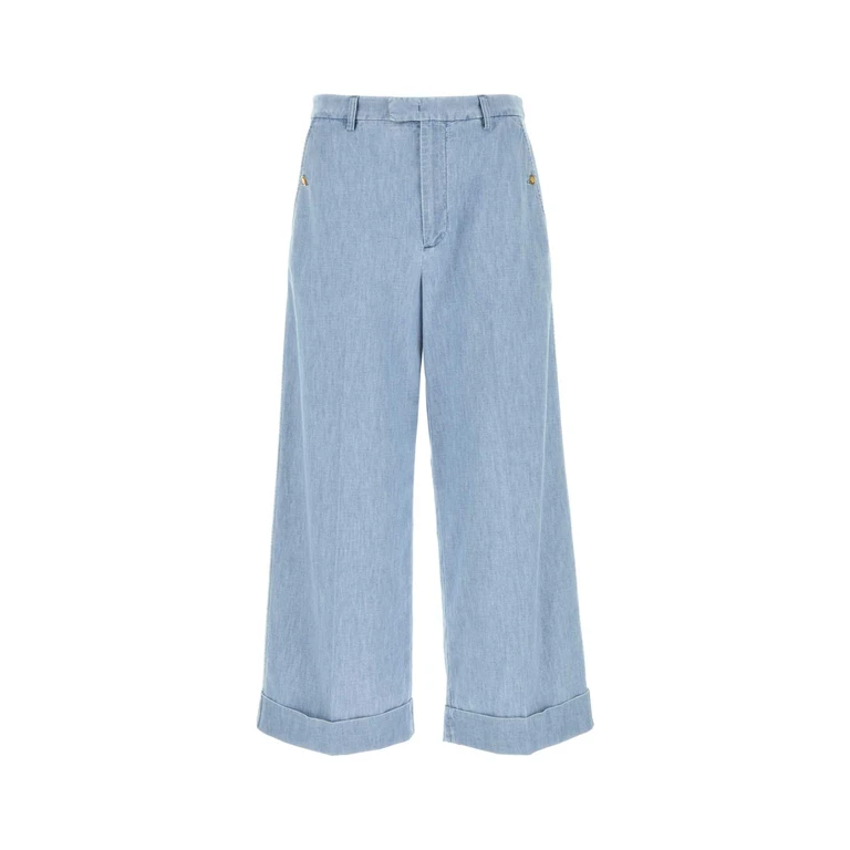 Valentino Garavani Light Blue Denim Wide-Leg Jeans Denimblulavchiaro Exterior: Cotton - Men
