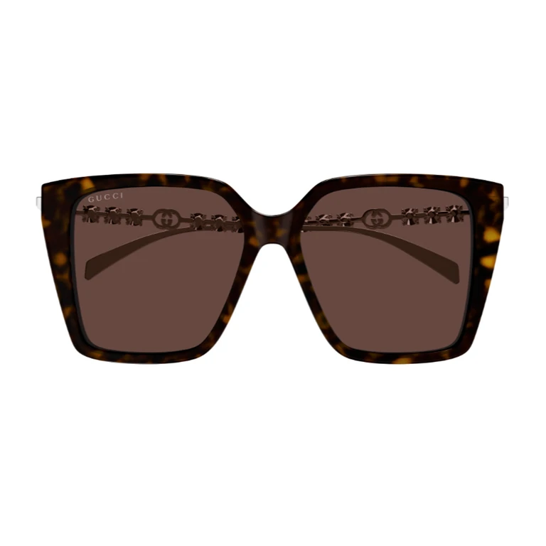 Gucci GG1967S Linea Emblem 003 Havana Silver Brown Recycled Acetate/metal Occhiali Da Sole - Women