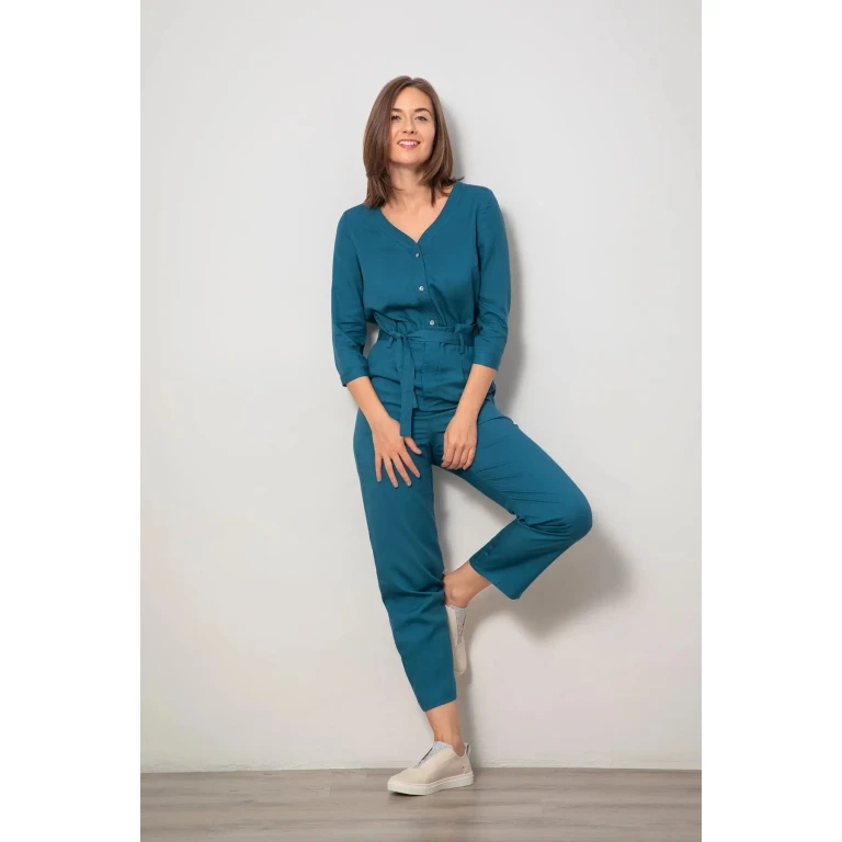 V-neck Jumpsuit - Ocean