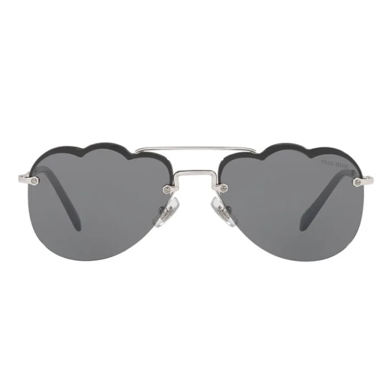 Miu Miu Dark Grey Flash Silver Geometric Ladies Sunglasses MU 56US 1BC175 58