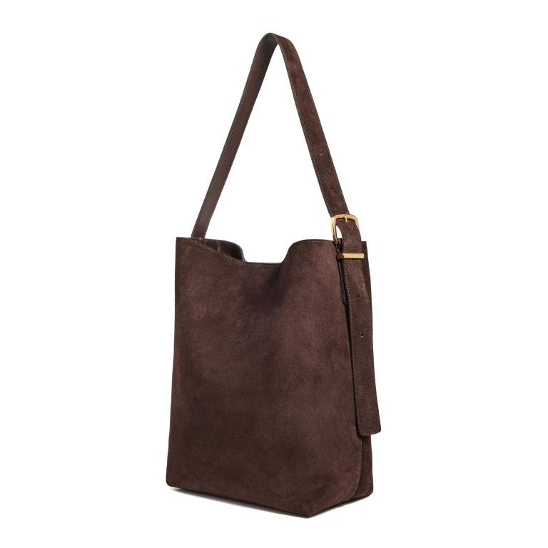 Madewell The Essential Bucket Tote in Suede Dark Carob One Size