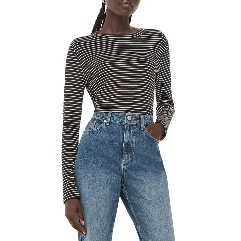 Whistles Essential Slim Striped Crewneck Top