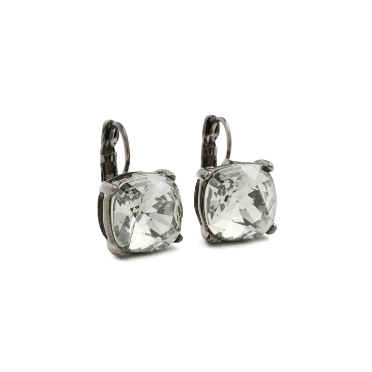 Kenneth Jay Lane Faceted Square Stone Earrings Black Diamond One Size
