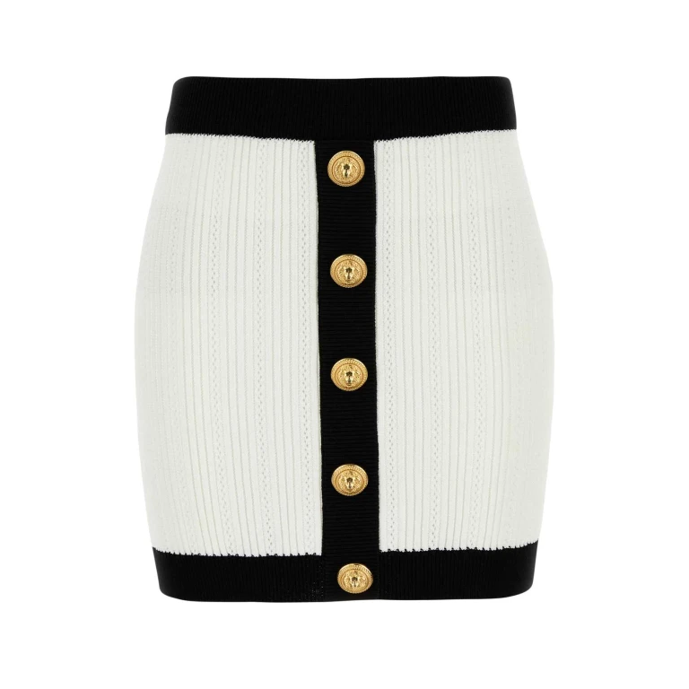 Balmain White Viscose Blend Mini Skirt
