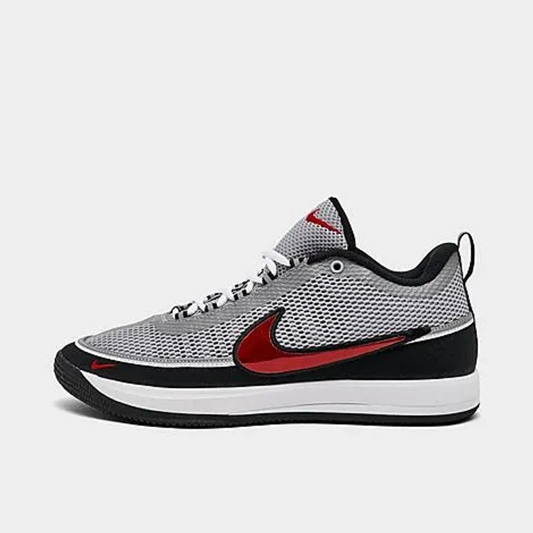 Nike Men's Book 2 Basketball Shoes in Metallic Silver/Sport Red/Black Size: 7.5