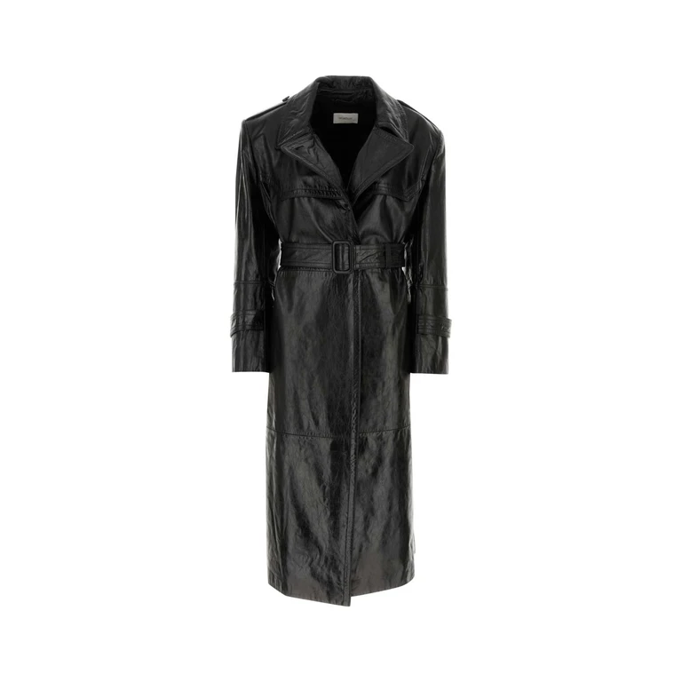 SportMax Black Nappa Leather Alfeo1234 Trench Coat