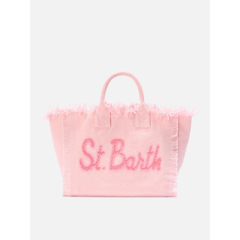 Mc2 Saint Barth Pink Colette Canvas Bag With Fabric Logo Patch - Unisex
