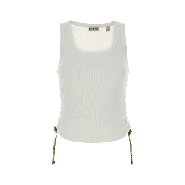 Burberry White Stretch Cotton Tank Top Chalk Elastane Maglie - Women
