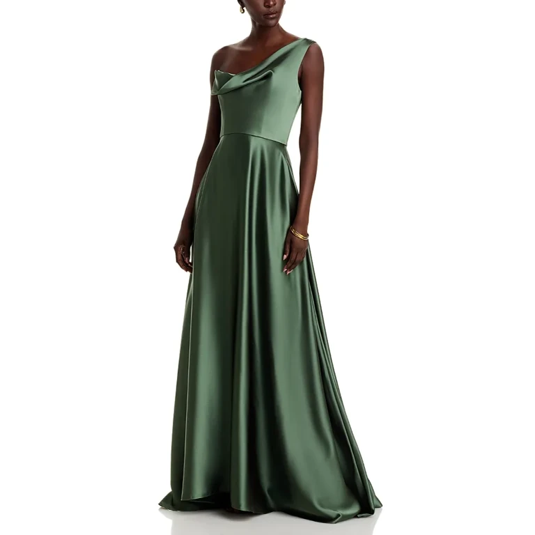 One Shoulder Drape Front Gown