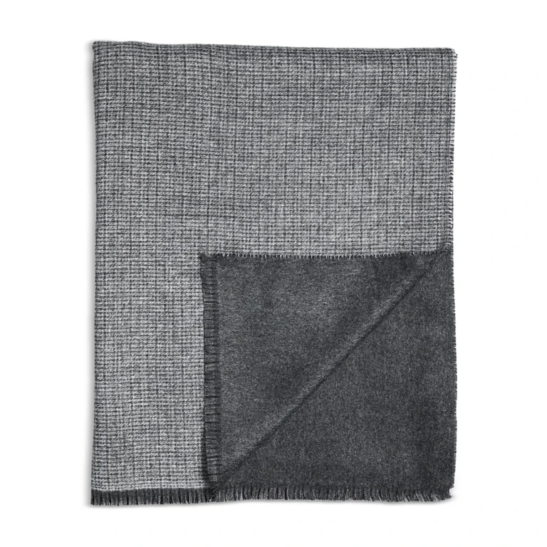 Reversible Tweed Scarf with Cut Fringe