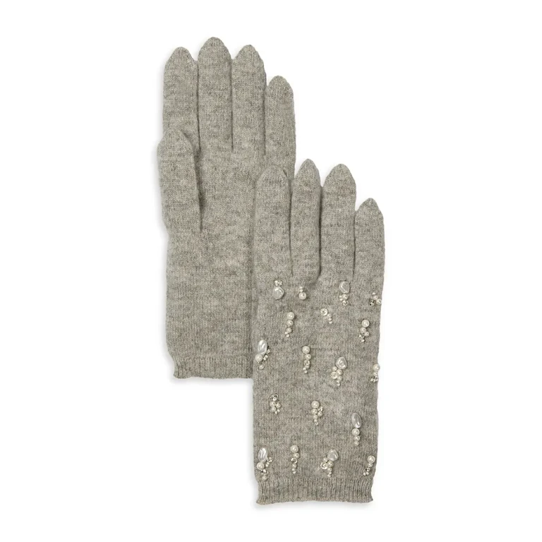 Cashmere & Faux Pearl Full Finger Gloves
