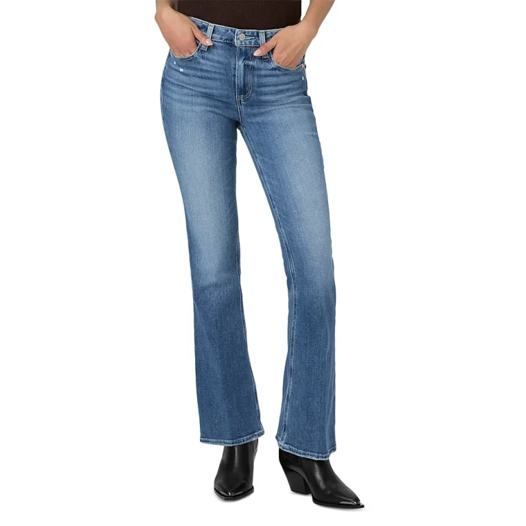 Paige Petites Laurel Canyon High Rise Bootcut Jeans in Rock Show Distressed