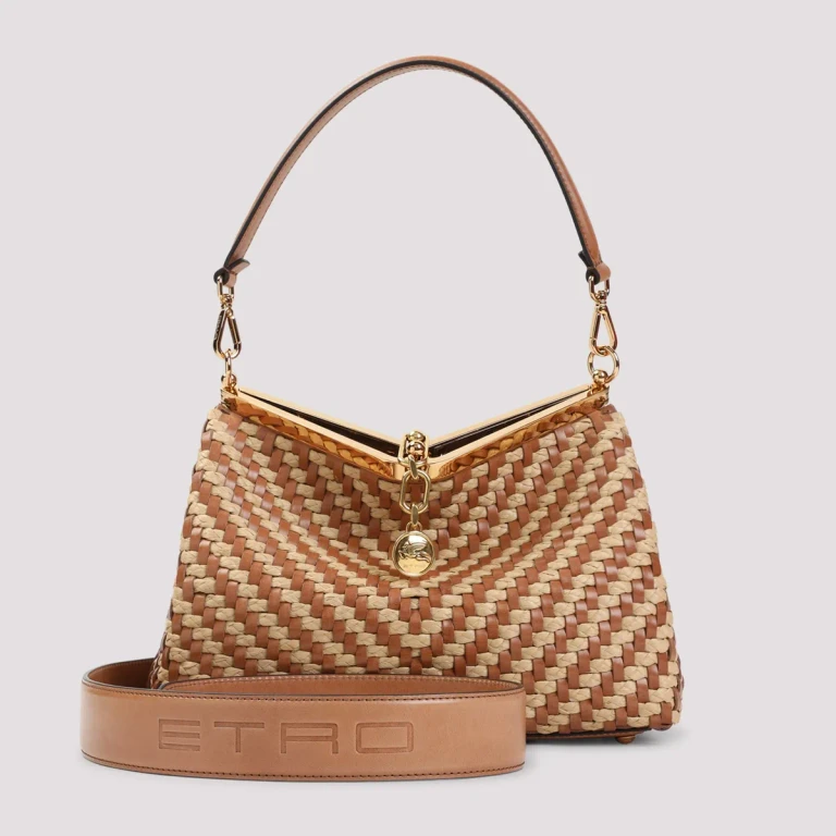 Etro Vela M 拉菲亚草编单肩包