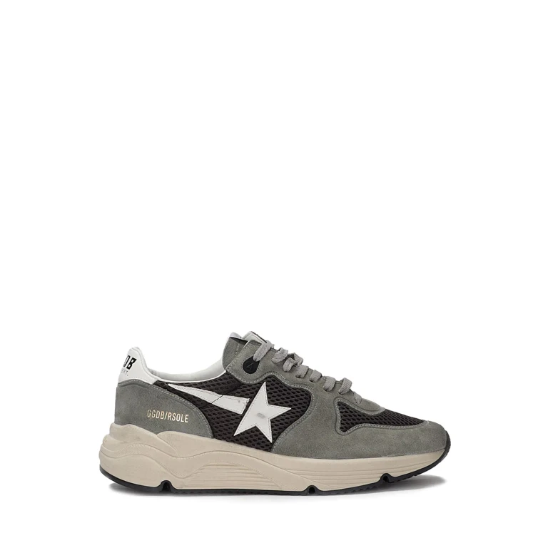 Golden Goose Running Sole In Green Suede With White Leather Star And Heel