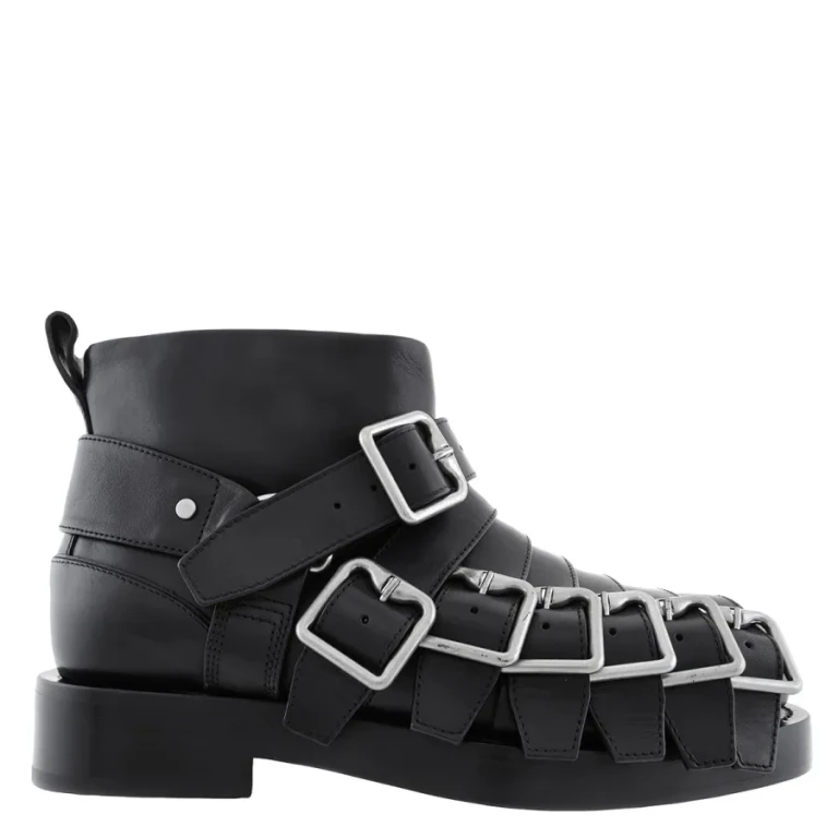 Burberry Buckled Leather Biker Boots