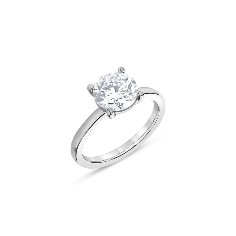 Certified Lab Grown Diamond Engagement Ring in 18K White Gold, 3.0 tcw