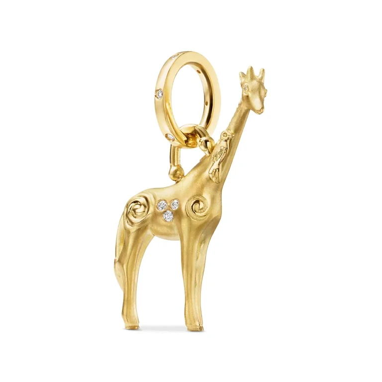 Temple St. Clair 18K Yellow Gold Fj Diamond Twiga Giraffe Pendant
