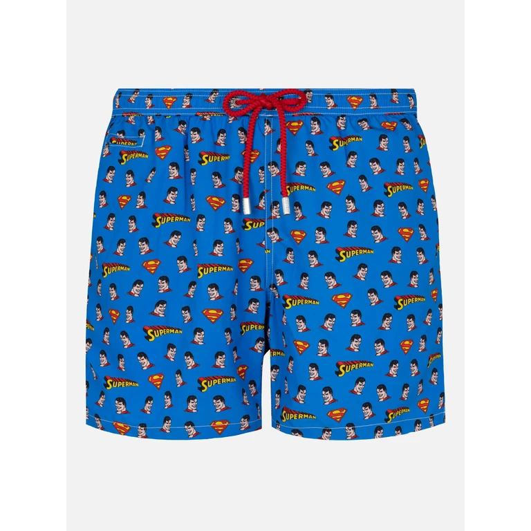 Mc2 Saint Barth Lightweight Fabric Swim Shorts Lighting With Superman Print Marvel Special Edition White Swimshort - Men