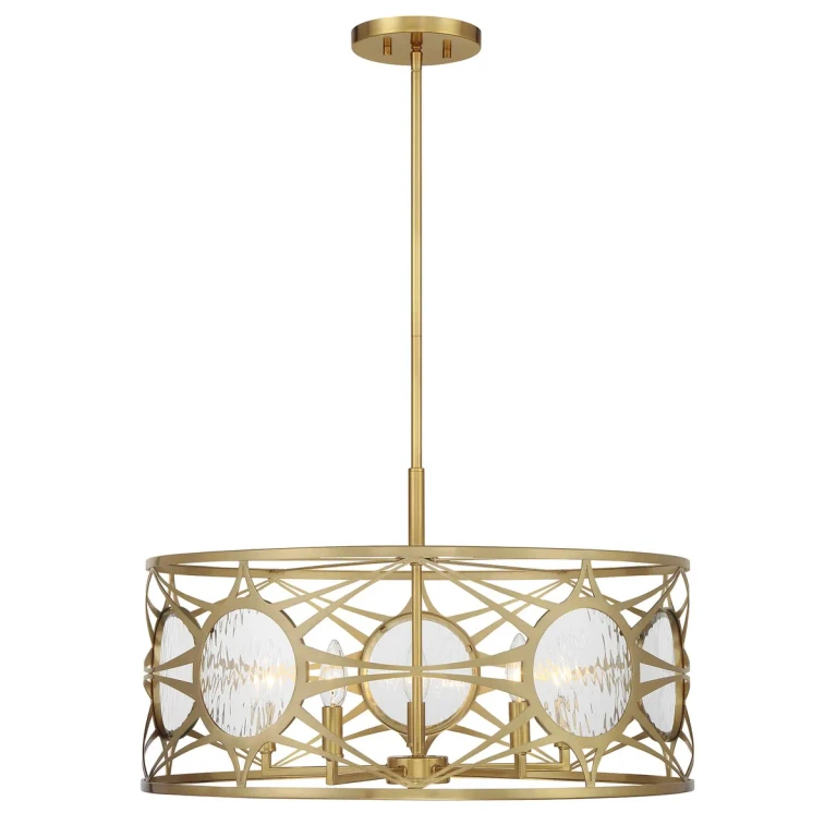 Balfour 5-Light Convertible Semi-Flush or Pendant in Warm Brass