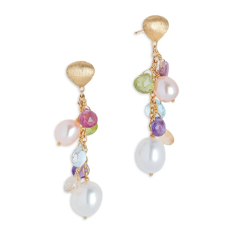 Marco Bicego 18K Yellow Gold Paradise Pearl Mixed Gemstone and Cultured Freshwater Pearl Drop Earrings