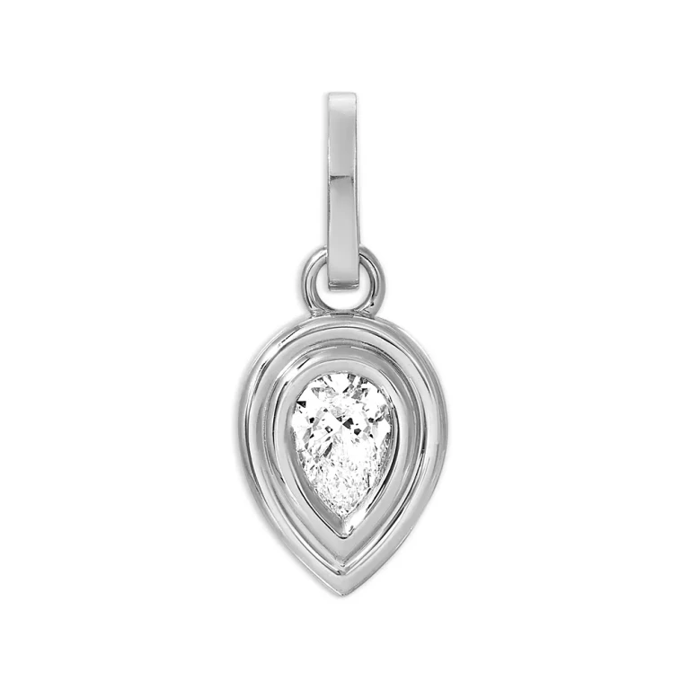 Adina Reyter Sterling Silver Lab Grown Diamond Pear Groovy Hinged Charm Pendant