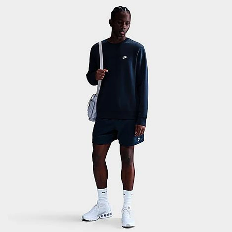 Nike Men's Club Fleece Premium Crewneck Sweatshirt in Obsidian/White Size: XXS