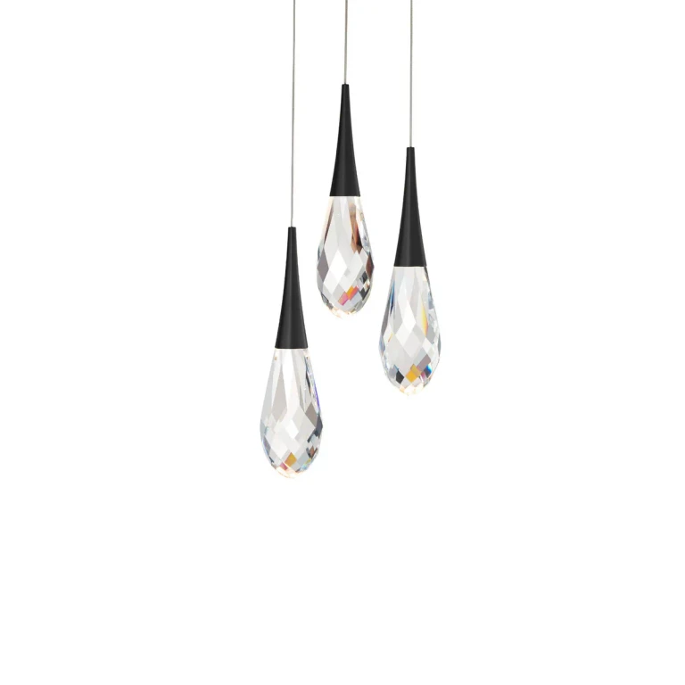 Hibiscus 3-Light LED Pendant in Black