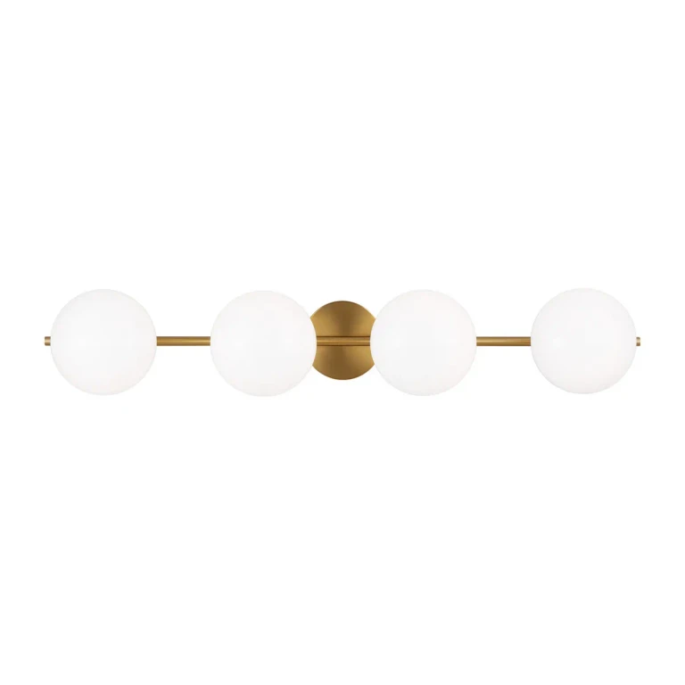 Visual Comfort Studio Lune 4-Light Bathroom Vanity Light in Burnished Brass by Ellen Degeneres