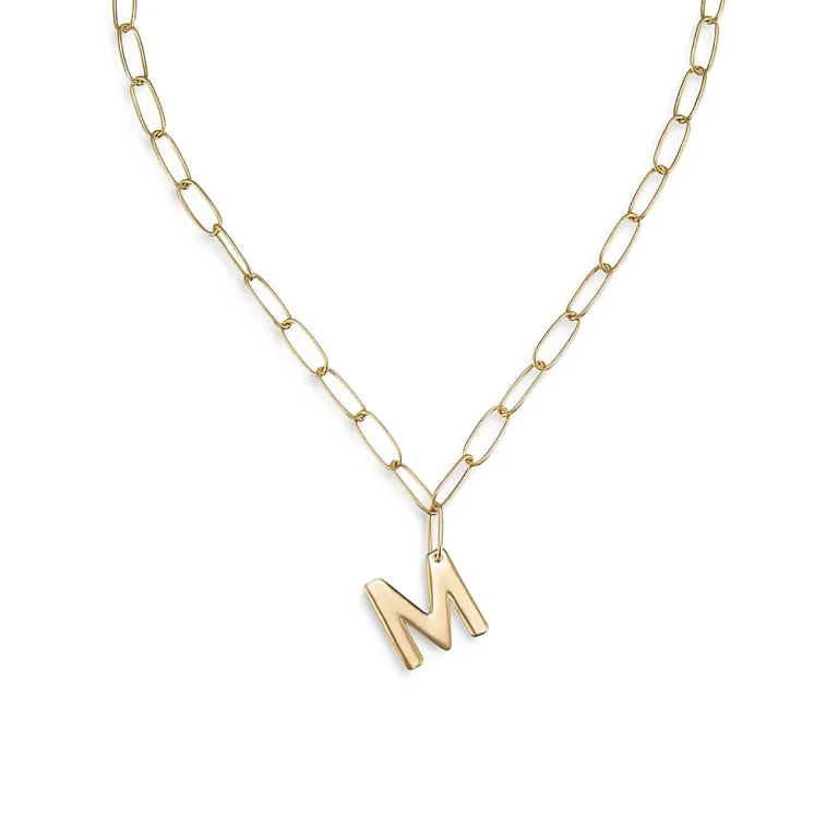 Ettika Paperclip Link Chain Initial Pendant Necklace in 18K Gold Plated, 18