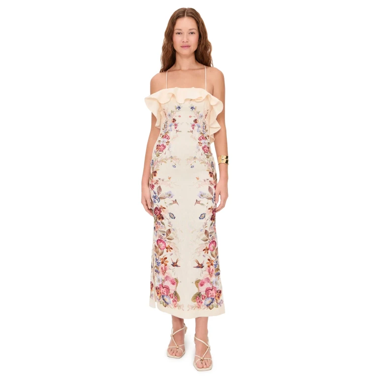 Zimmermann Patience Frill Midi Dress Vanilla Floral 2