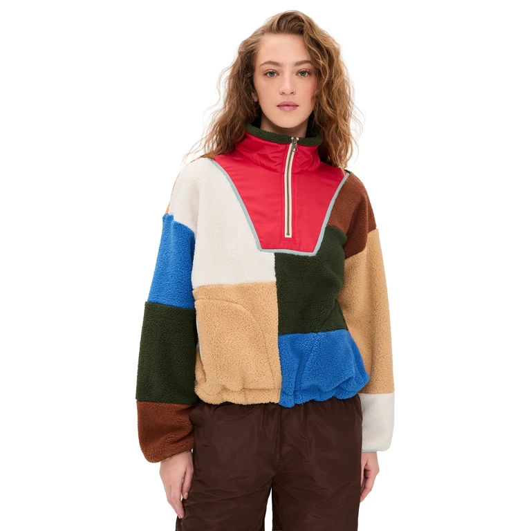 THE GREAT. Outdoors The Plush Color Block Sierra Pullover Canyon Multi L