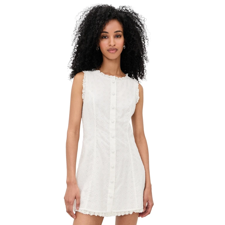 For Love & Lemons Susie Eyelet Mini Dress White XXS