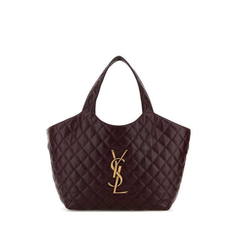Saint Laurent Burgundy Nappa Leather Medium Icare Shopping Bag Hotwine Borse A Mano - Women