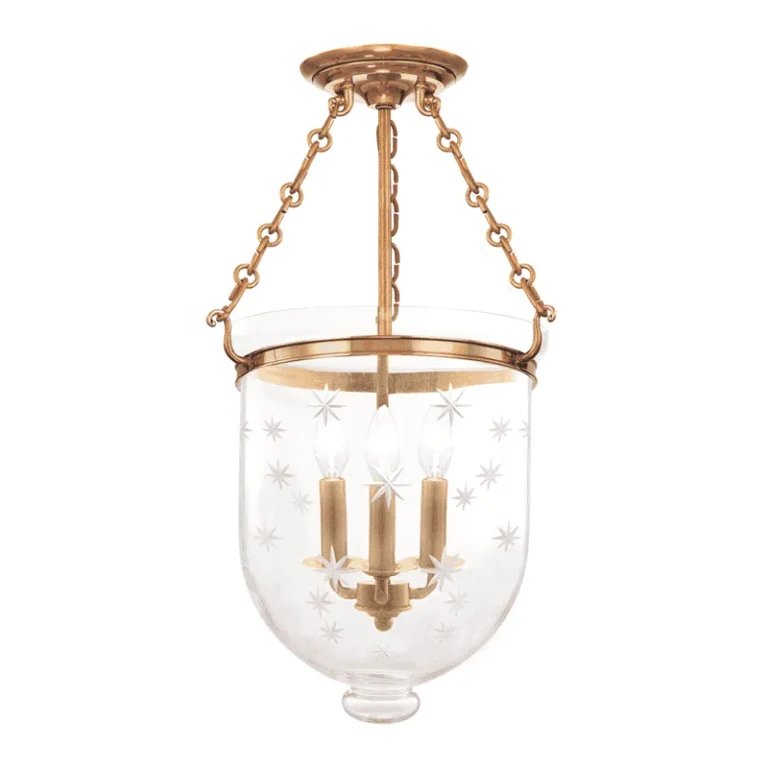 Hampton 3-Light Ceiling Light in Aged Brass