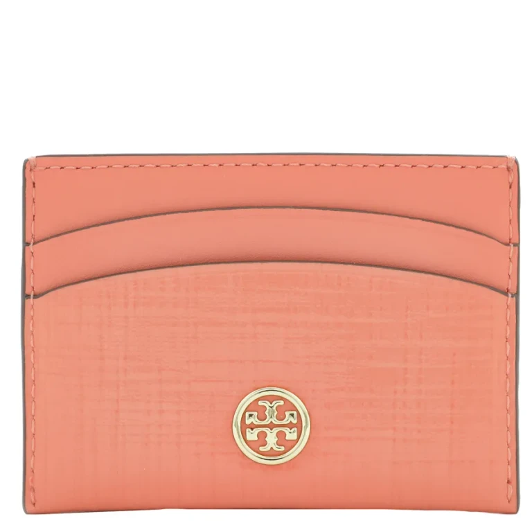 Tory Burch Crosshatched Robinson Leather Card Case