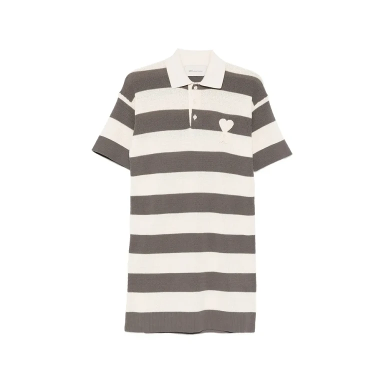 Ami Paris Striped Heart Appliqué Dress