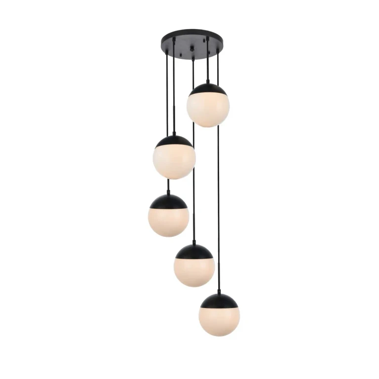 Black Five Light Pendant from the Eclipse Collection