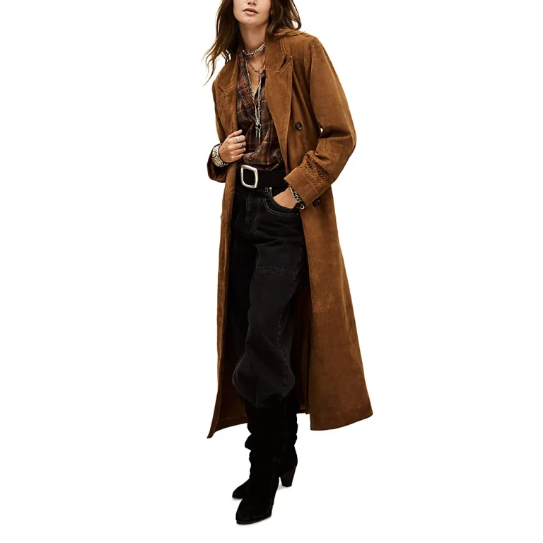 ba & sh Maina Suede Trench Coat