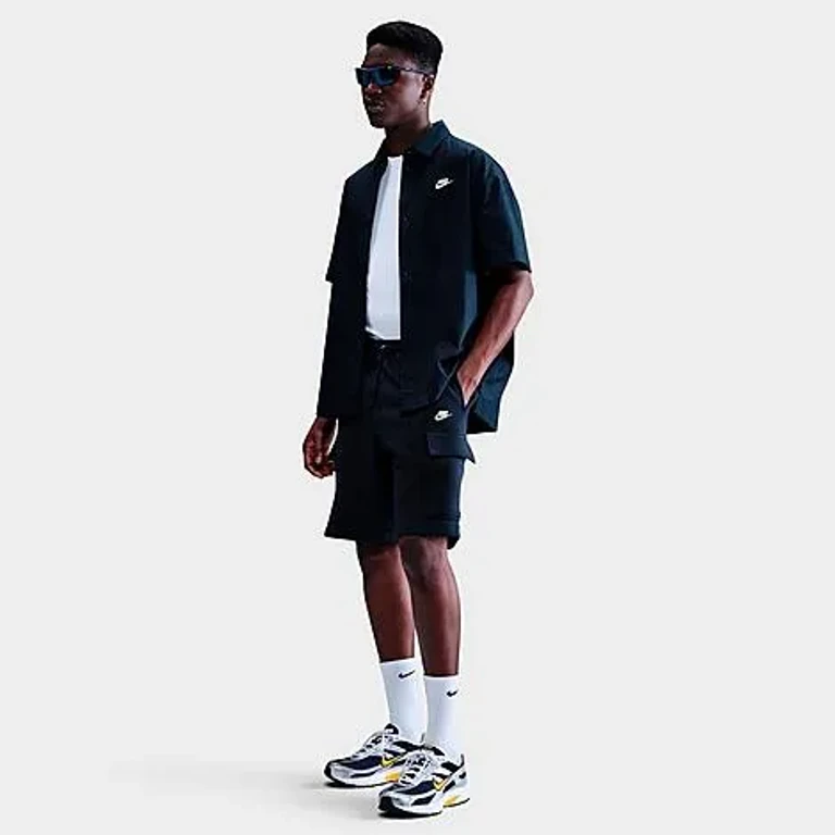 Nike Men's Club Fleece Cargo Shorts in Obsidian/Obsidian/White Size: XS