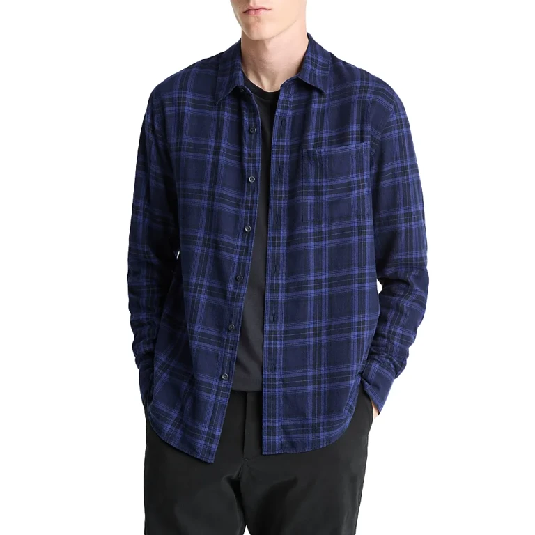 Vince Big Horn Plaid Separate Placket Classic Fit Button Down Shirt