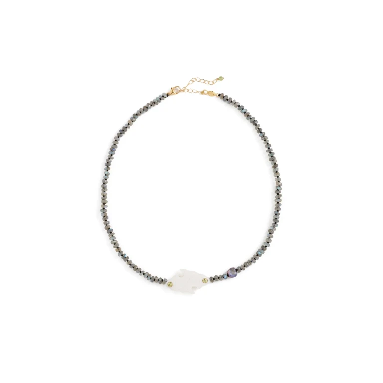 Chan Luu Carved Bone Fish Labradorite Beaded Necklace Labradorite One Size