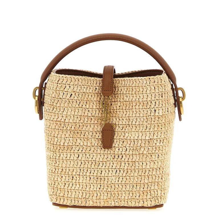 Saint Laurent Beige Raffia Crossbody Bag - Women