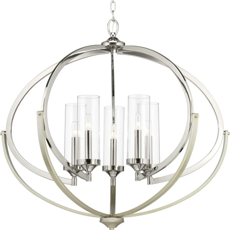 Polished Nickel Five Light Chandelier from the Evoke Collection